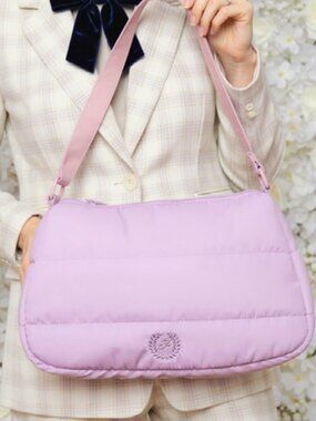 PINK Quilted Puﬀer Hush Lilac Mini Hobo Bag NWT